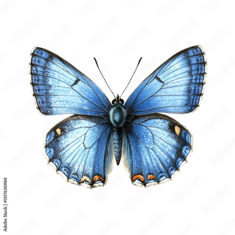 Fototapeta premium Stunning Blue Butterfly Detailed Wings Insect Nature Beauty