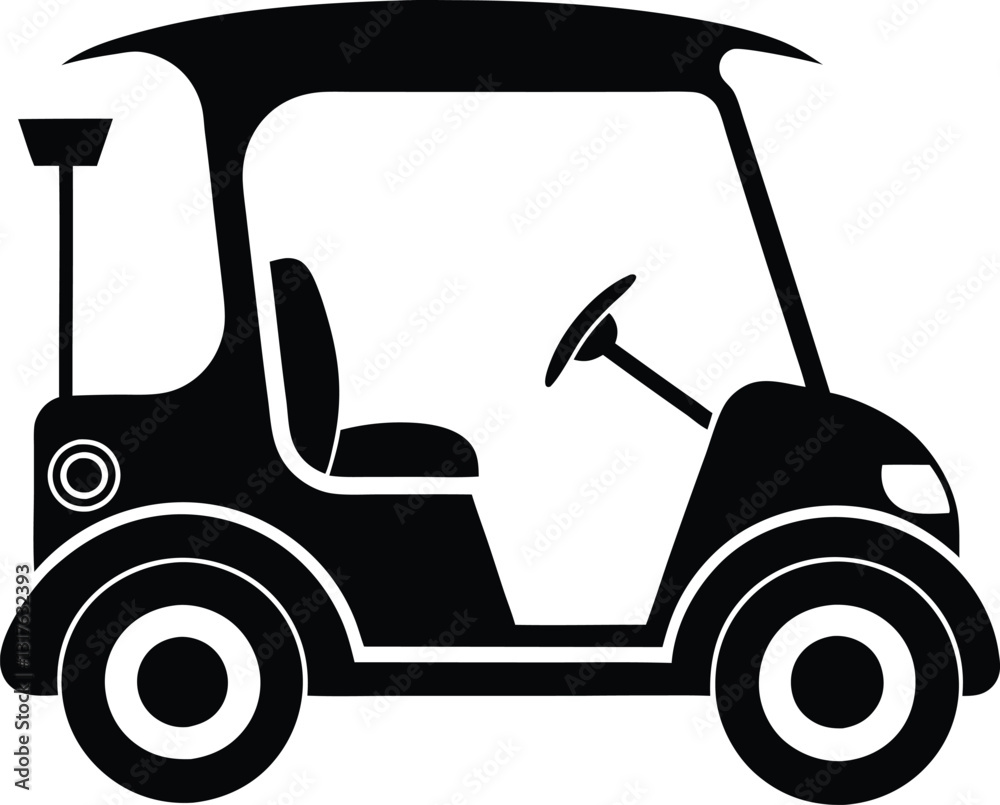 Fototapeta premium Silhouette of a golf cart, golf cart vector silhouette, black golf car icon vector 