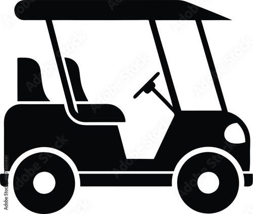 Silhouette of a golf cart, golf cart vector silhouette, black golf car icon vector  