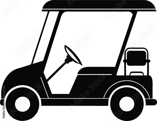 Silhouette of a golf cart, golf cart vector silhouette, black golf car icon vector  