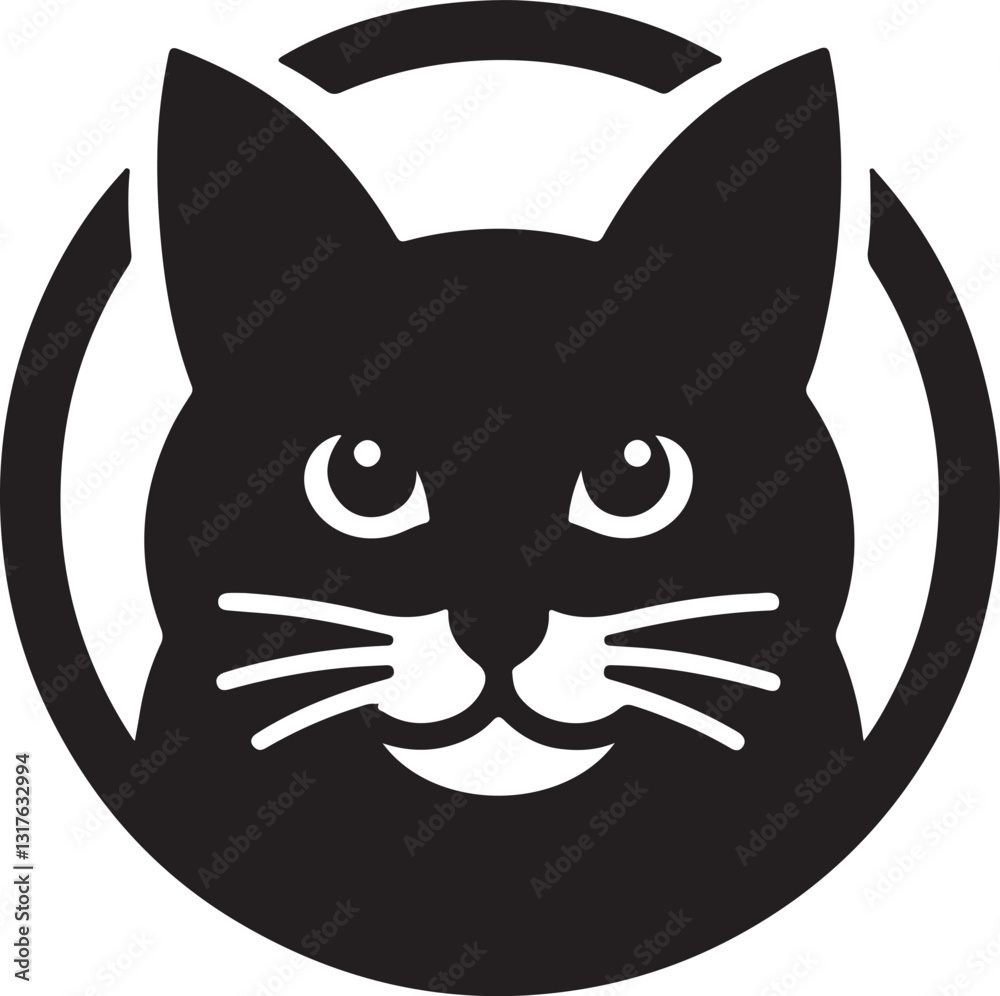 Fototapeta premium Bold Cat Logo Vector in Black and White