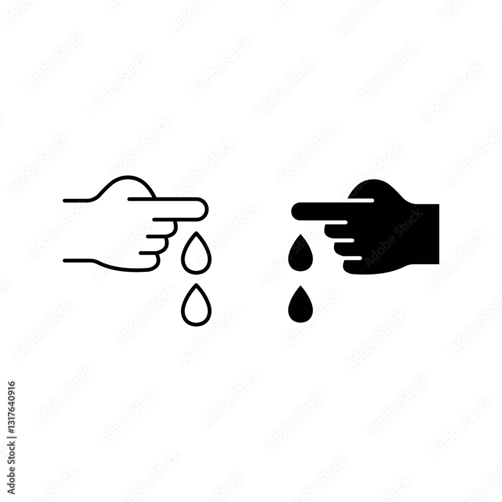 Blood on finger icon set color editable Blood on finger icon set color editable