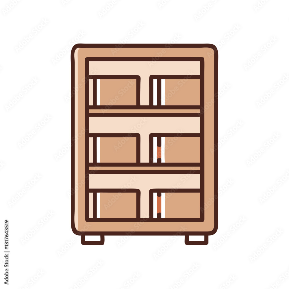 Bookshelf icon with books, home organization concept Bookshelf icon with books, home organization concept