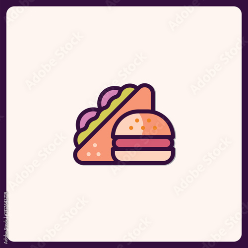 Minimalist Food Icons: Sandwich and Burger for Menu and Graphic Elements