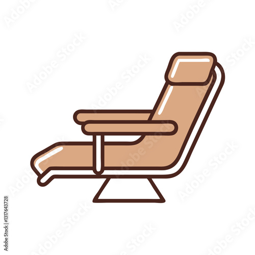 Recliner chair icon in minimal style, comfort and relaxation concept