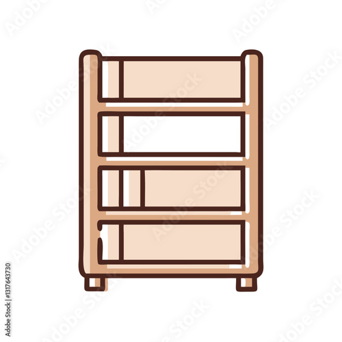 Simple furniture icon, wooden shelf display, storage concept