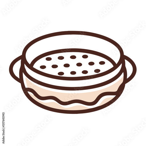 Sieve icon for food preparation, kitchen utensil concept