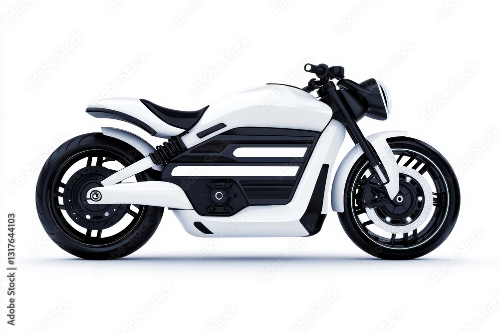 Obraz premium Futuristic Isolated Electric Motorcycle on a Clean White Background