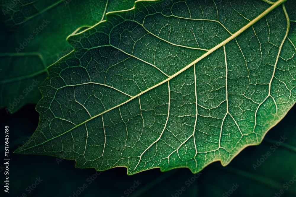 Close-up Green Leaf Veins Details Showing Natural Texture and Pattern Close-up Green Leaf Veins Details Showing Natural Texture and Pattern