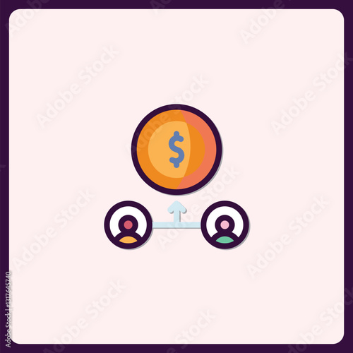 Conceptual icon illustrating funds distribution between two beneficiaries