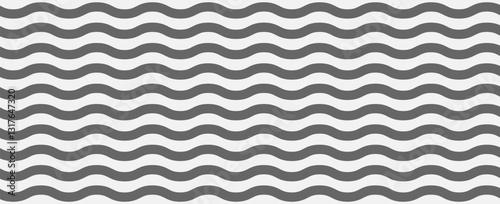 Black wavy line seamless pattern. Waves lines on white background. Ripple texture. vector illustration 