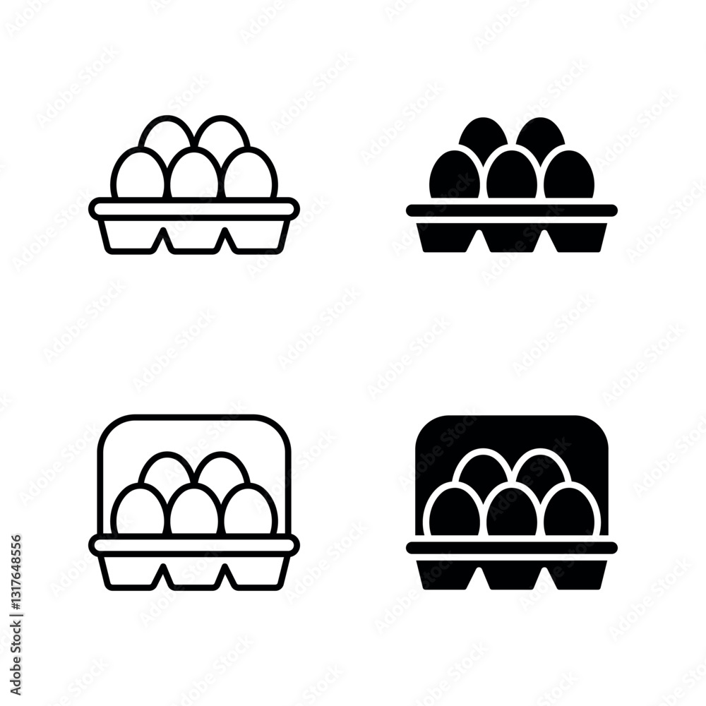 Eggs In Box package icon set color editable Eggs In Box package icon set color editable