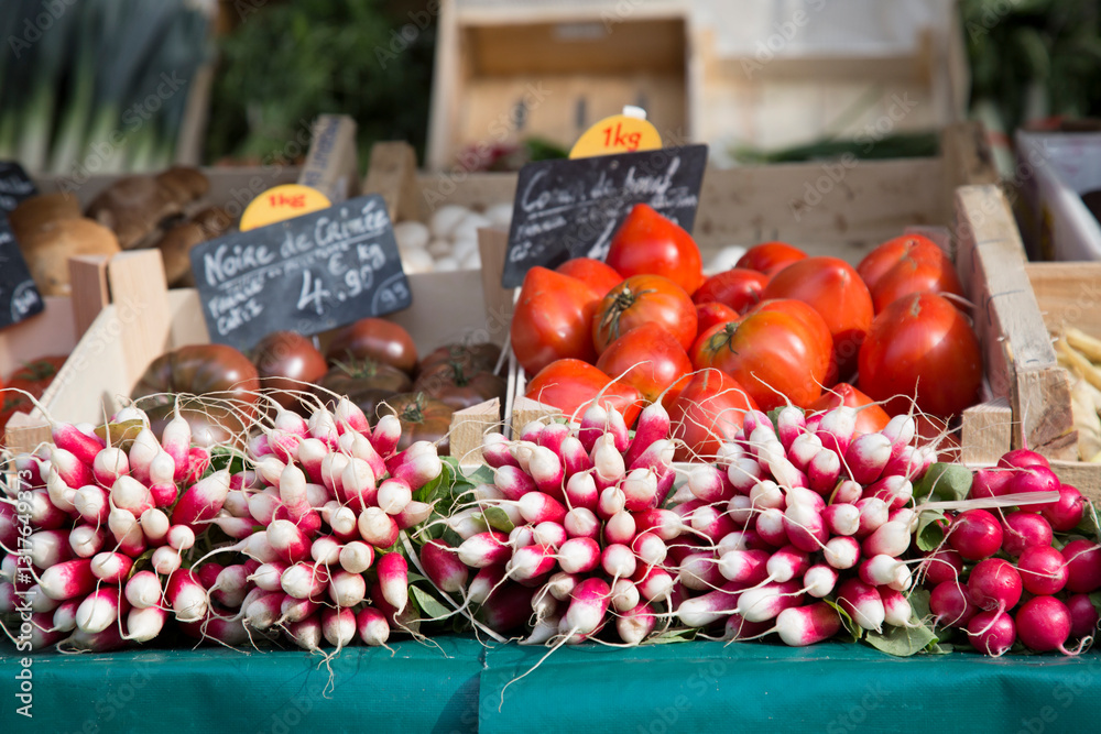 Europe, Paris.Street market, vegetables for sale.