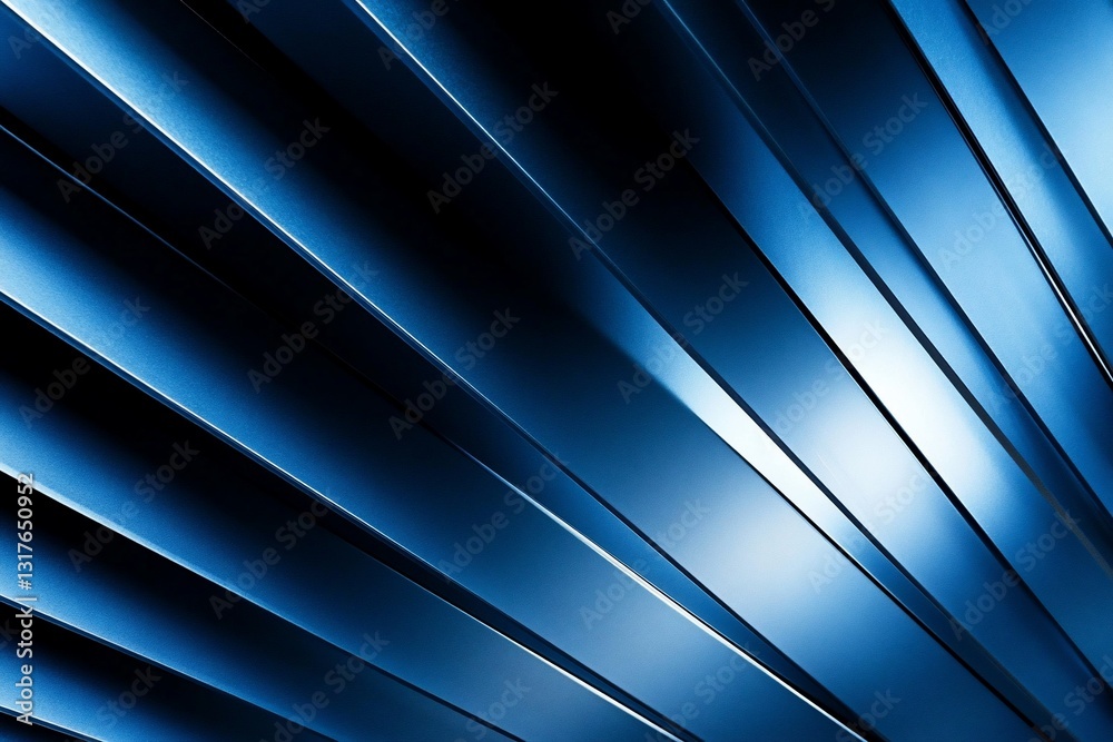Obraz premium Abstract blue metallic lines converging.