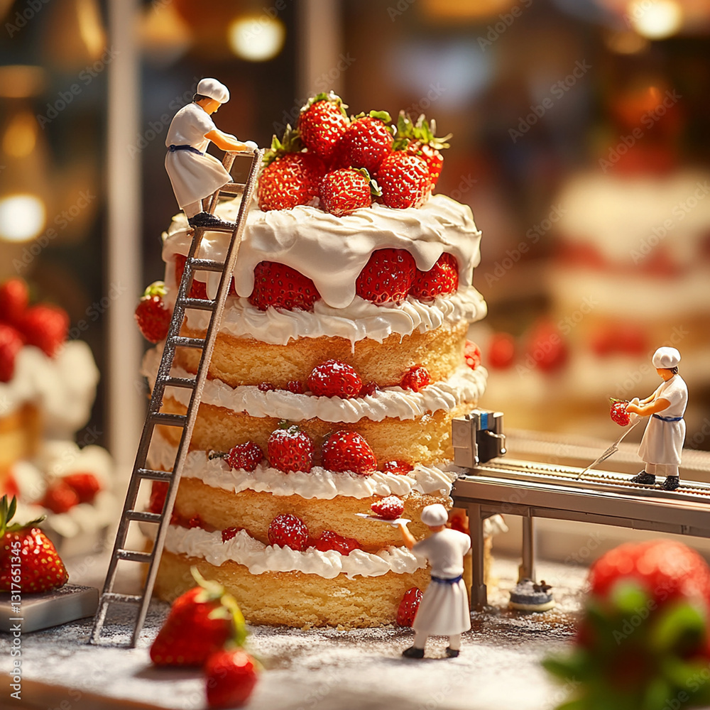 Mini-Patissier font un fraisiers . IA Generative
