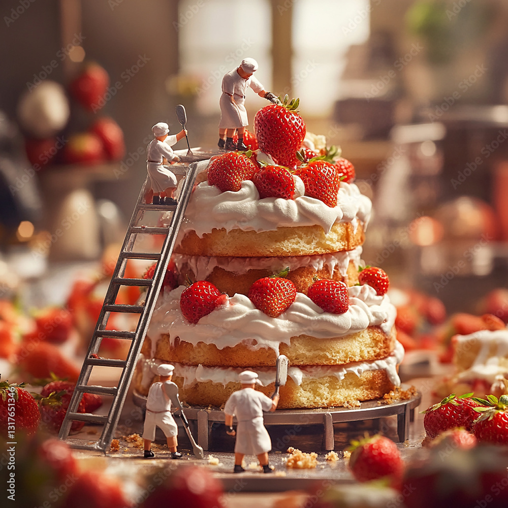 Mini-Patissier, fraisiers . IA Generative