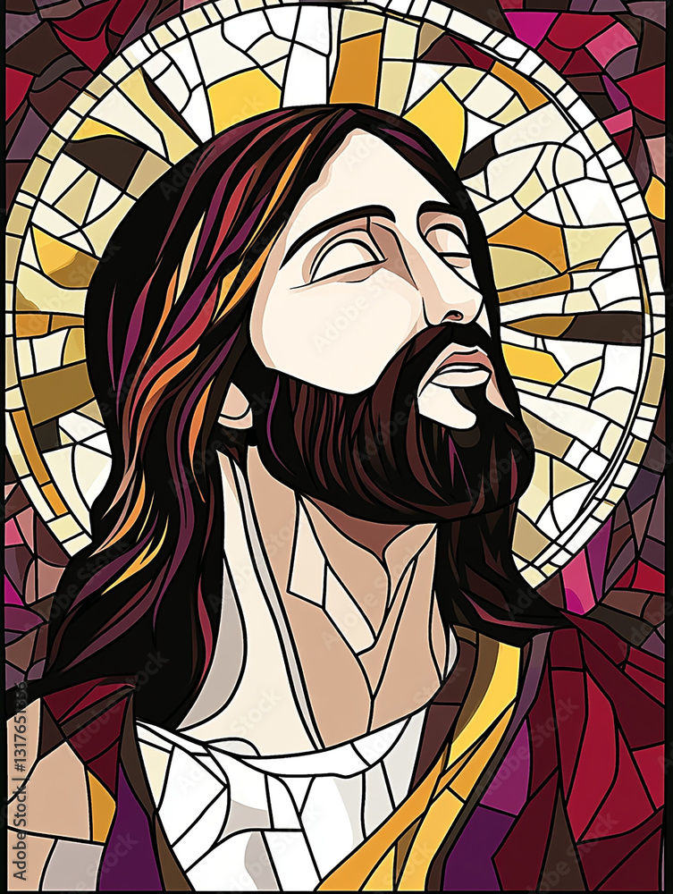 un beau portrait dynamique et serré de Jesus Christ - IA générative