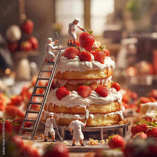 Mini-Patissier, fraisiers . IA Generative