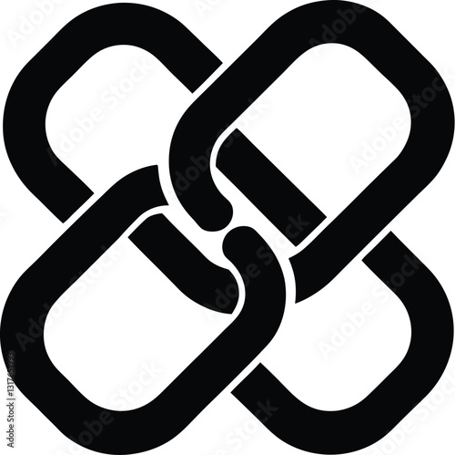 Silhouette of a chain link, Chain link black silhouette vector illustration 