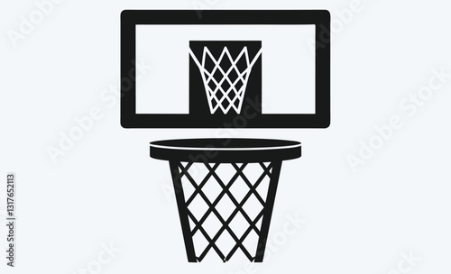 Basketball hoop silhouette vector illustration, basketball hoop icon template.