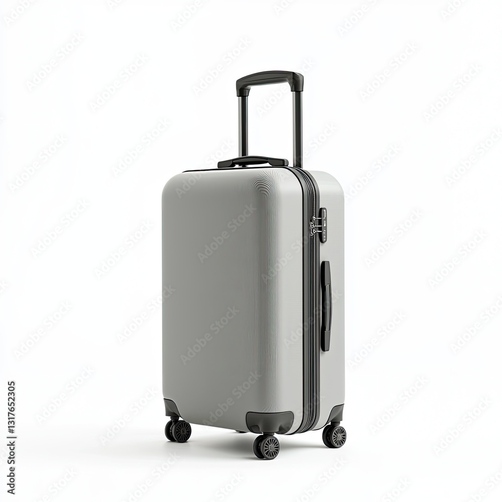 A travel-friendly gray rolling suitcase with expandable sides and smooth-rolling wheels, isolated on a white background for stress-free travel. A travel-friendly gray rolling suitcase with expandable sides and smooth-rolling wheels, isolated on a white background for stress-free travel.