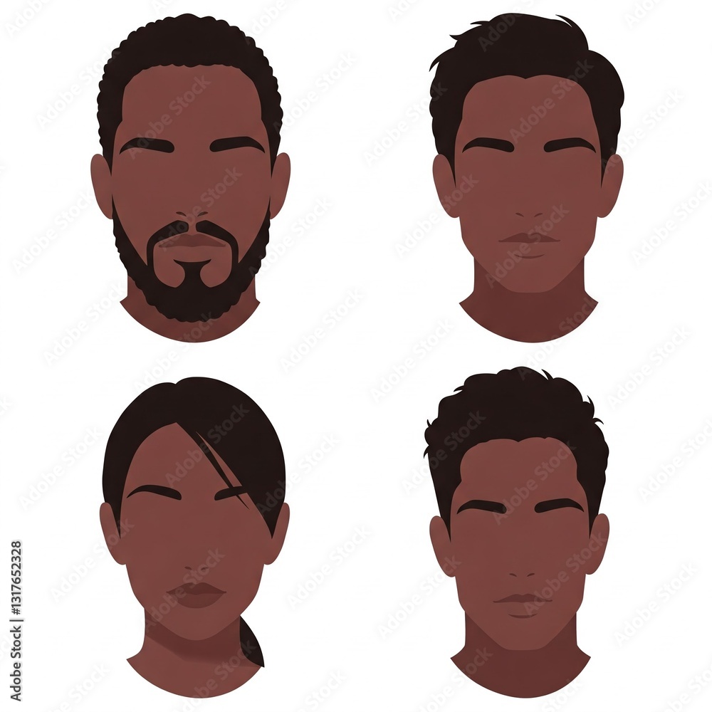 Vector Illustration of Male and Female Face Silhouettes for Avatars Vector Illustration of Male and Female Face Silhouettes for Avatars