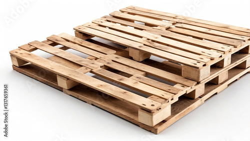 A Set of Wooden Pallets Isolated on a Bright White Background for Versatile Use