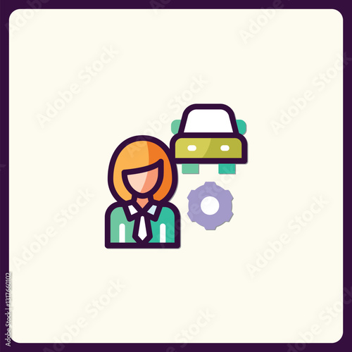 Automotive Service Advisor Vector Icon Representing Car Repair Expertise