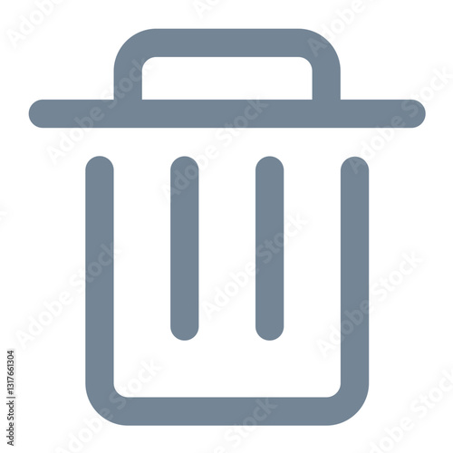 A Simple Grey Trash Can Icon Representing Digital Deletion Or Data Disposal, Conveying A Sense Of Finality And Clean Slate With A Minimalist Line Art Style