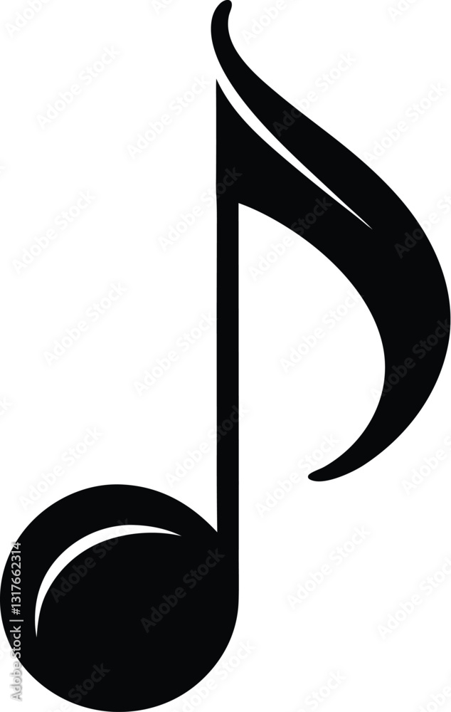 Silhouette of a music note, music note silhouette vector, music note icon 