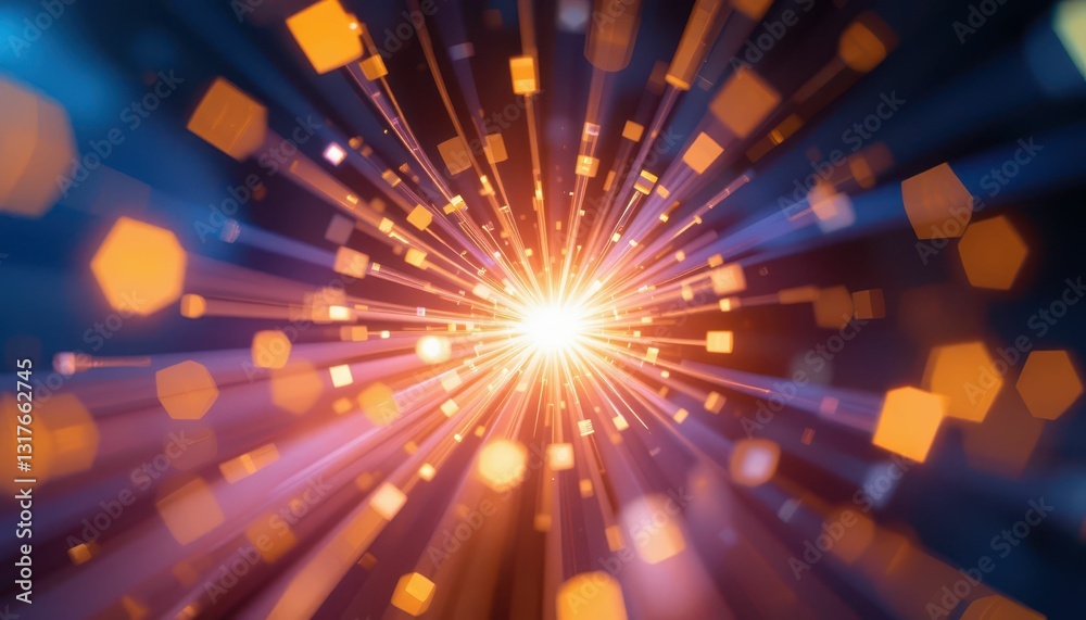 Obraz premium Vibrant Light Rays and Colorful Particles in Abstract Background