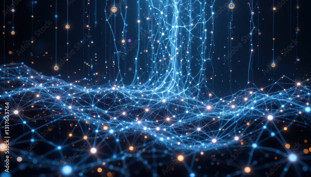 Abstract Digital Network with Glowing Blue Connections and Nodes Abstract Digital Network with Glowing Blue Connections and Nodes