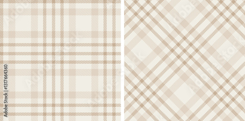 Smoky Very Light Pink Seamless Tartan with Dusty Putty accents Fabric Design