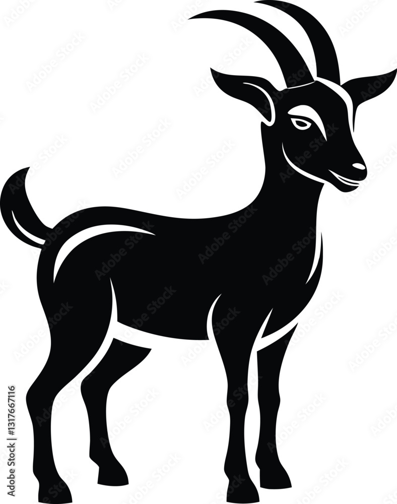 Fototapeta premium Silhouette of a goat, goat Silhouette vector illustration 