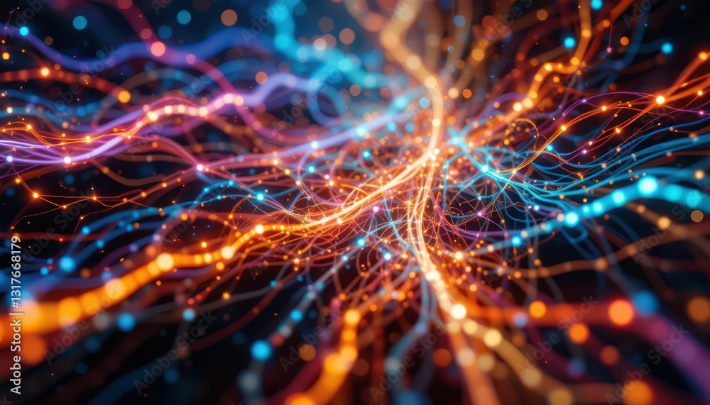Abstract Colorful Light Trails with Vibrant Lines and Sparkles Abstract Colorful Light Trails with Vibrant Lines and Sparkles
