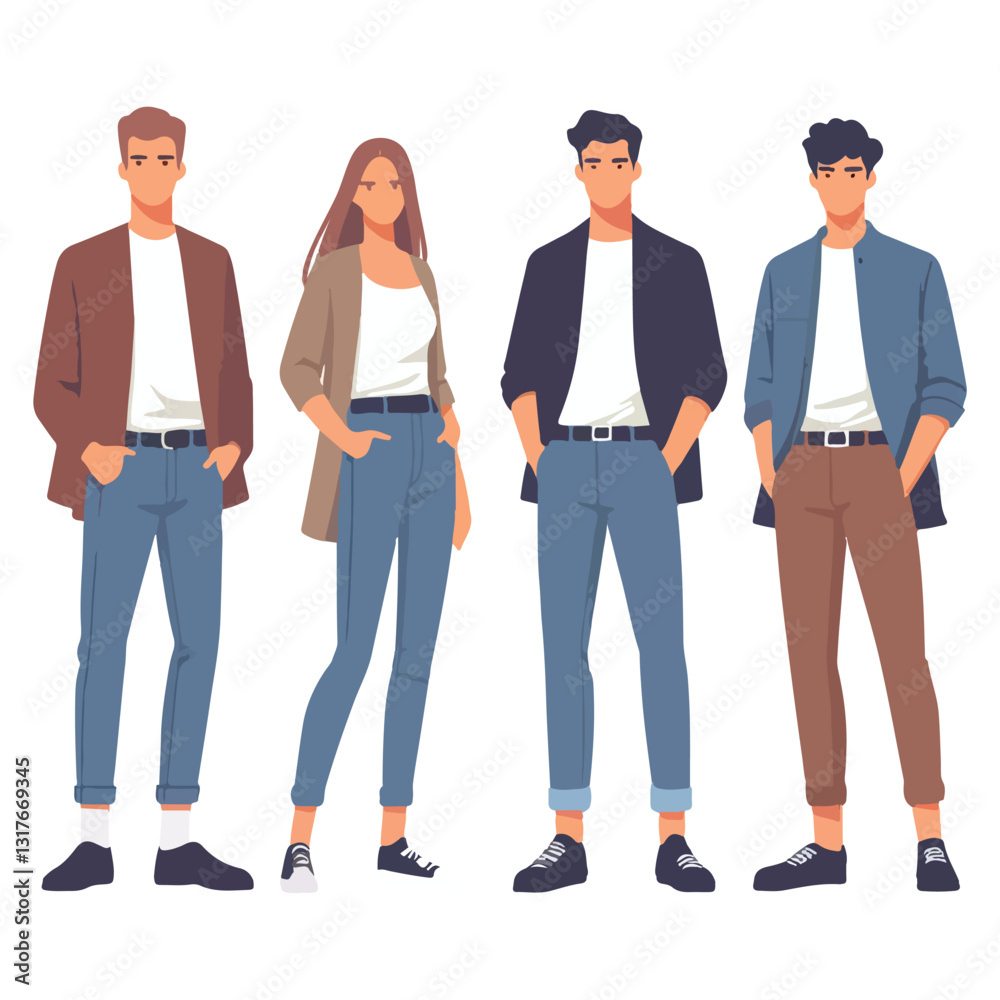 Obraz premium vector young man standing and jumping happily