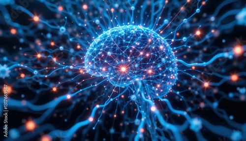 Abstract Artistic Representation of Neural Connections in Brain