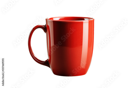 A red mug with a handle isolated on transparent background