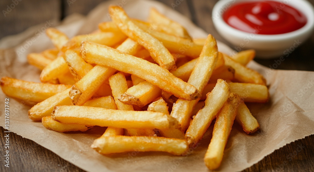 Delicious hot french fries in a paper tray, ideal for street food markets, food trucks, and takeaway branding visuals.
Delicious hot french fries in a paper tray, ideal for street food markets, food trucks, and takeaway branding visuals.