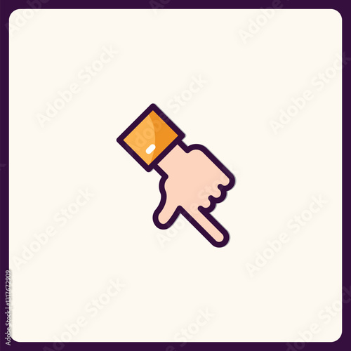 Pointing finger gesture symbol with sleeve, direction indication icon