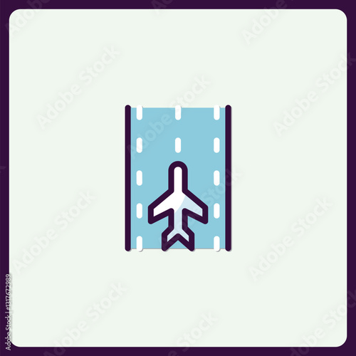 Stylish airport runway icon for travel and transportation themes design