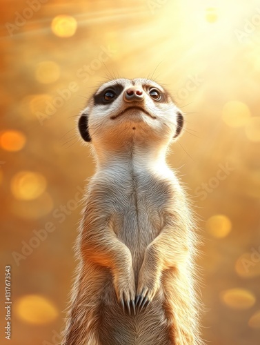 Wallpaper Mural Portrait of animal standing upright looking upwards with sunlight and bokeh background Torontodigital.ca