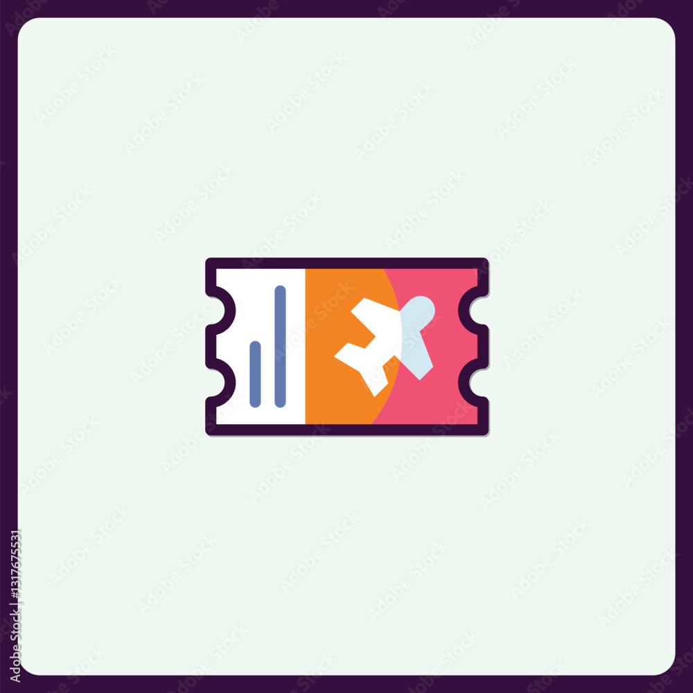 Obraz premium Vibrant airline ticket icon symbolizing travel and vacation adventures