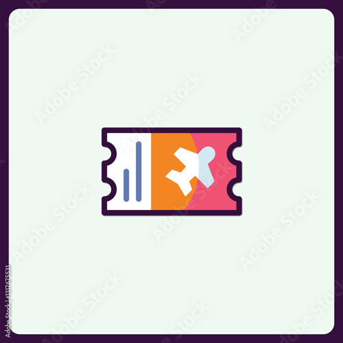 Vibrant airline ticket icon symbolizing travel and vacation adventures