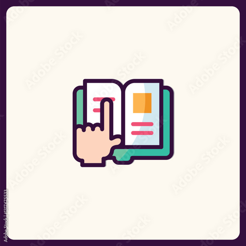 Engaging textbook icon illustrating knowledge acquisition and learning concept