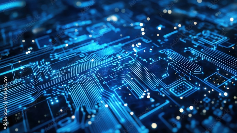 Stunning Glowing Circuit Board Close-up, Symbolizing Technology and Innovation. Perfect for Tech Websites, Presentations, and Electronic Device Ads. Stunning Glowing Circuit Board Close-up, Symbolizing Technology and Innovation. Perfect for Tech Websites, Presentations, and Electronic Device Ads.