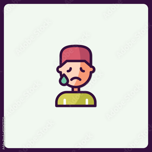 Isolated Illustration Showing Sadness Expressed Through Crying Icon