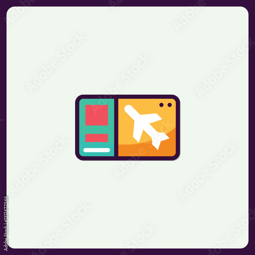 Charming aviation ticket icon symbolizing travel and vacation planning theme
