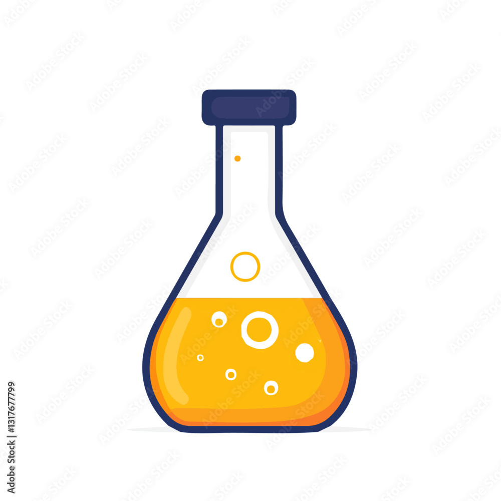 2D flat vector illustration Chemical flask icon isolated on a white background.

