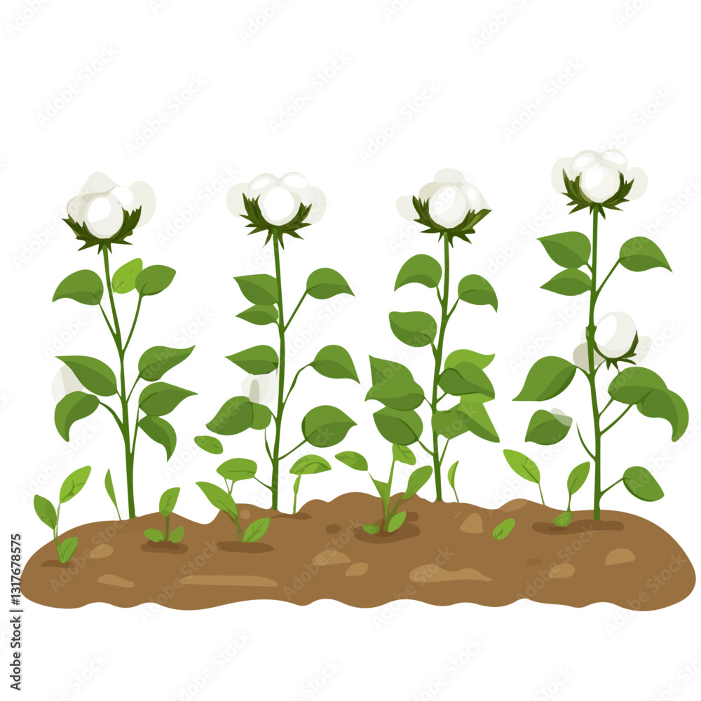 2D flat vector illustration Cotton field icon isolated on a white background.

